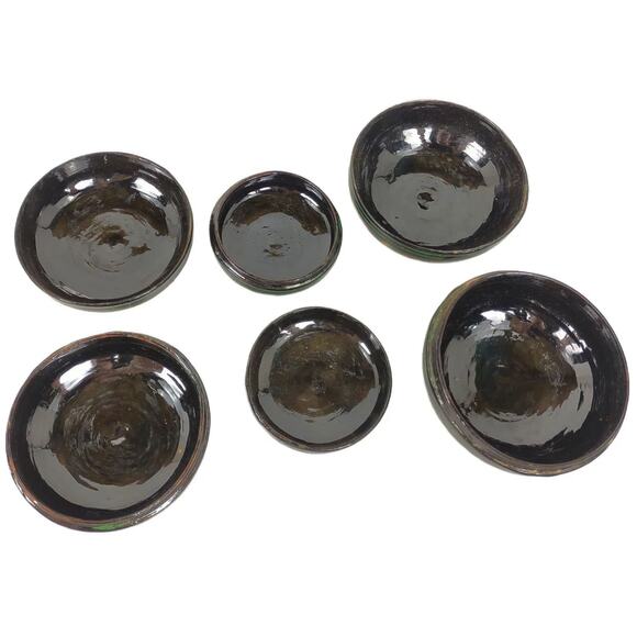 Etched Black Lacquerware Asian Burmese Nesting Betel Kun-It Bowl Boxes 3pc Set - Picture 8 of 8